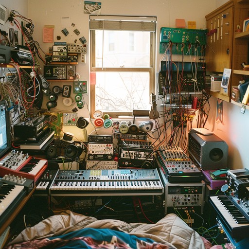 An experimental blend of chaotic sounds merging unexpectedly within the intimacy of a bedroom studio. Layers of reverberating synths, distorted samples, and erratic percussive elements intertwine, forming a frenzied yet captivating sonic tapestry. Emphasizing raw, diy aesthetics and spontaneous creativity, this track captures the essence of unrestrained experimentation in a personal space.