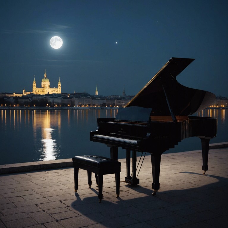 A serene piano piece evoking profound nostalgia and reflection, crafted as a musical portrait of vienna's enchanting nights, lending an atmospheric background to moments of quiet introspection or peaceful evening retreats.