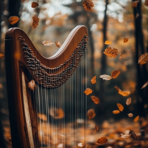 Imagine a sonic journey that mirrors a leisurely stroll through a forest rich with the colors and sounds of fall, where each note plucked on the harp intertwines with the natural symphony of a windswept canopy.