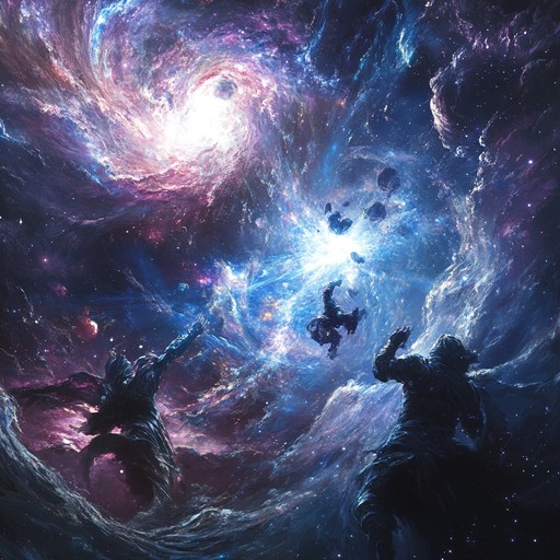 A grand symphony capturing the intense drama of a mythical battlefield where celestial beings clash in an epic struggle of light versus darkness. The piece rises and falls with waves of orchestration, painting vivid motions of conflict, heroism, and ultimate triumph. Its sweeping melodies and powerful harmonies take listeners on an otherworldly journey.