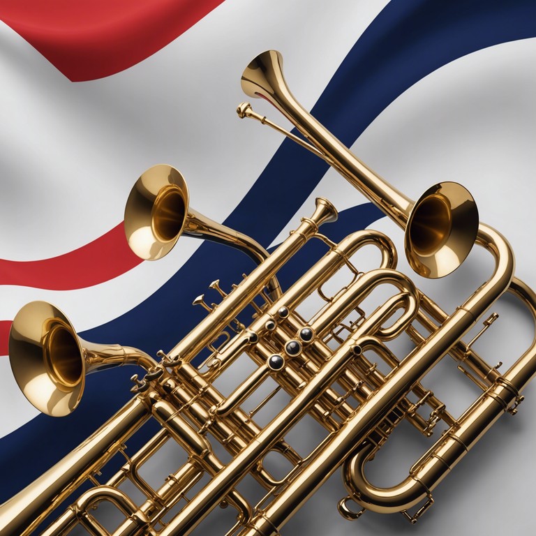 This instrumental track eloquatically paints a sonic picture of triumphant pride and collective unity, using dynamic brass instrumentations to create a soundscape infused with a sense of victory and national pride. The sound swells and recedes like the emotions of a crowd gathered to celebrate a significant national achievement. The composition is structured to build to a grand climax, reflecting the peak of the nation's collective joy and pride.