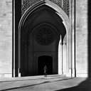 a melancholic organ piece resonating in an abandoned gothic cathedral