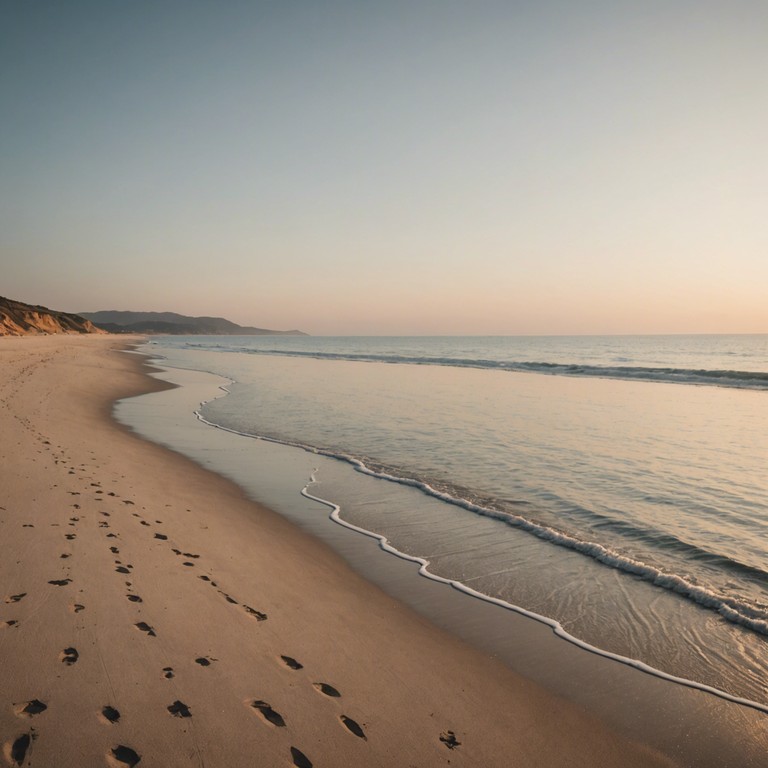 A musical journey to a sunny brazilian seaside where the soft strums of a bossa nova guitar fill the air with a sense of peace and holiday spirit, complemented by the sound of waves lightly crashing on the shore.