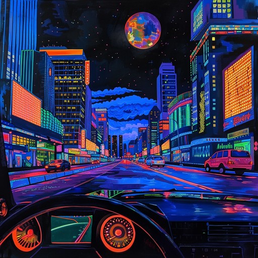 Imagine cruising through the neon-lit streets of a bustling city at night, with the warm glow of streetlights and the cool breeze rushing past your face. The pulsing beat of the music perfectly captures the energy and excitement of the urban landscape, while the shimmering synths and dreamy melodies evoke a sense of nostalgia and longing for a bygone era. This instrumental synthpop track is the perfect soundtrack for a late-night drive, evoking feelings of freedom, adventure, and the endless possibilities of the city