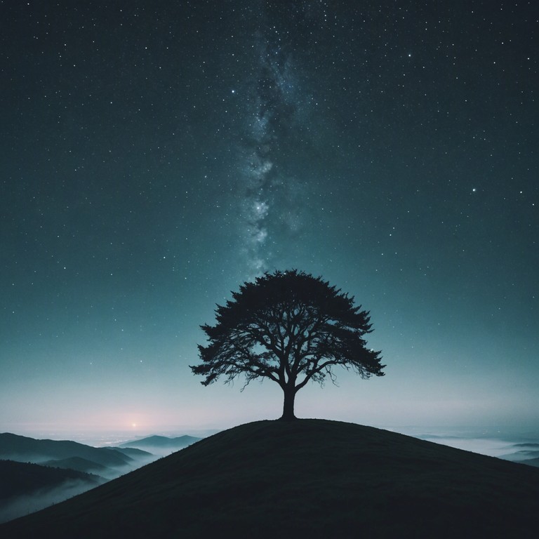 A haunting and melancholic journey expressed through poignant guitar chords, blending with the ambient sounds of the night, creating a profound sense of solitude and introspection.