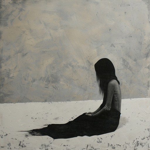 This slow, haunting composition features a lone piano playing a simple, repeated motif that evokes a sense of unending sorrow and emotional exhaustion. The sparse, minimalistic arrangement is punctuated by occasional swells of distant, ethereal synth pads and subtle, mournful string accompaniments, creating an atmosphere of desolation and introspection. The piece gradually builds in intensity, with the piano becoming more urgent and the accompanying elements more prominent, before ultimately fading away into a somber, unresolved conclusion