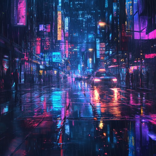 An instrumental combining vivid j pop synths with traditional elements and electric guitar, creating an edgy, cyberpunk atmosphere. Dynamic beats drive the energetic and futuristic soundscape, perfect for high paced scenes.