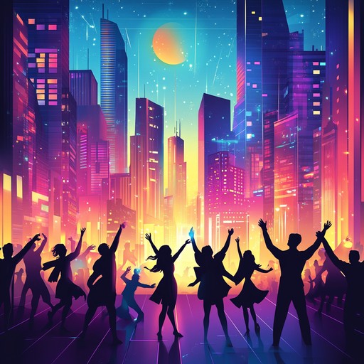 An instrumental groovy pop song capturing the energetic atmosphere of a city at night. Pulsating bass lines, catchy synth hooks, and rhythmic guitar riffs evoke bustling streets, neon lights, and urban vibrancy.