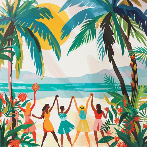 Feel the energy of a sun soaked tropical rumba dance. The lively guitar, percussion, and brass ensemble create a festive atmosphere perfect for summer celebrations and beach parties.