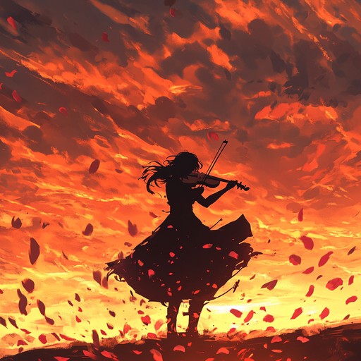 A powerful orchestral piece featuring soaring violin melodies and dynamic percussion, capturing intense emotions of love and determination typical in anime climaxes. The music builds from a tender beginning to an explosive finale, embodying passionate struggles and unspoken feelings.