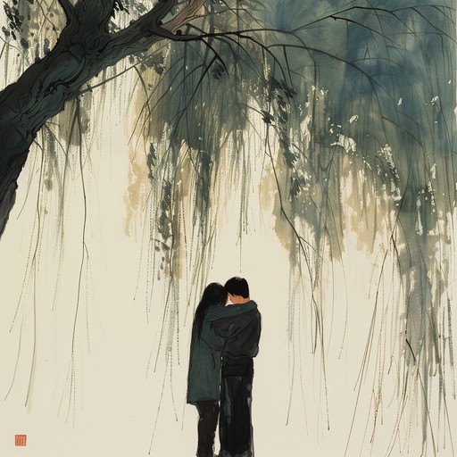 Entwine with whispered promises beneath the willows’ gentle sway. Soft fingers interlace as delicate folk melodies spin a story of love's tender embrace and nature’s serene beauty