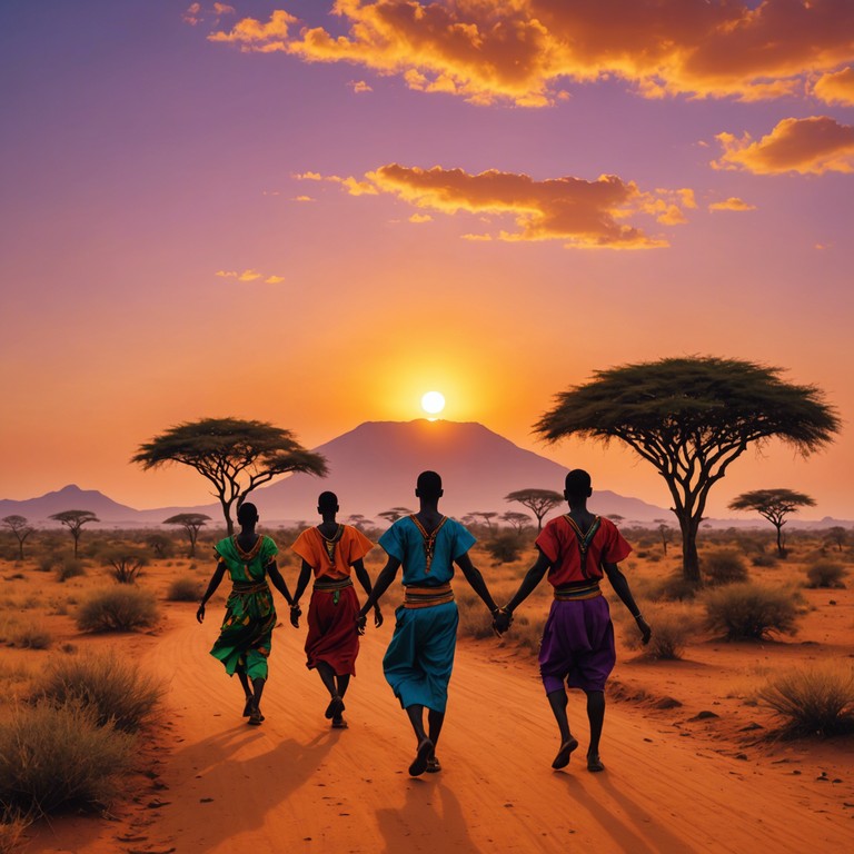 This track captures the essence of a lively afrobeat experience, featuring a dynamic range of traditional rhythms combined with modern melodies, enveloping the listener in the warmth and energy of a festive african sunset celebration.
