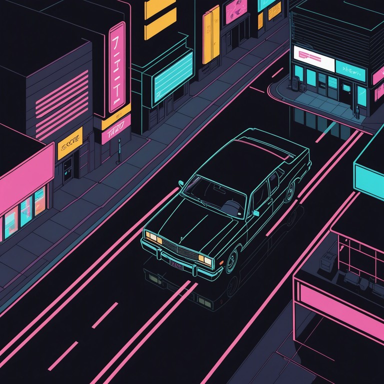 Imagine cruising through an urban landscape bathed in the glow of neon lights, where the soothing sounds of synthwave music create a bubble of tranquility and sophistication around you. The track's gradual progression mimics the quiet hum of the city at night, inviting deep reflection and relaxation.