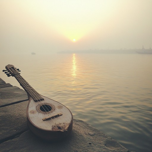 The composition inspires a calm morning on the ganges river. It features gentle sitar strings, creating a spiritual and peaceful ambiance. This piece blends classical ragas with soothing, ambient undertones, offering serenity and inner peace.