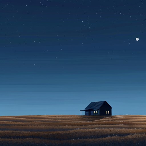 The gentle strumming of an acoustic guitar and the haunting sound of a harmonica intertwine to create a nostalgic and introspective atmosphere, evoking the vast, empty expanses of the american prairie under a starlit sky. The melody is simple yet poignant, with occasional flourishes that suggest a sense of yearning and solitude.