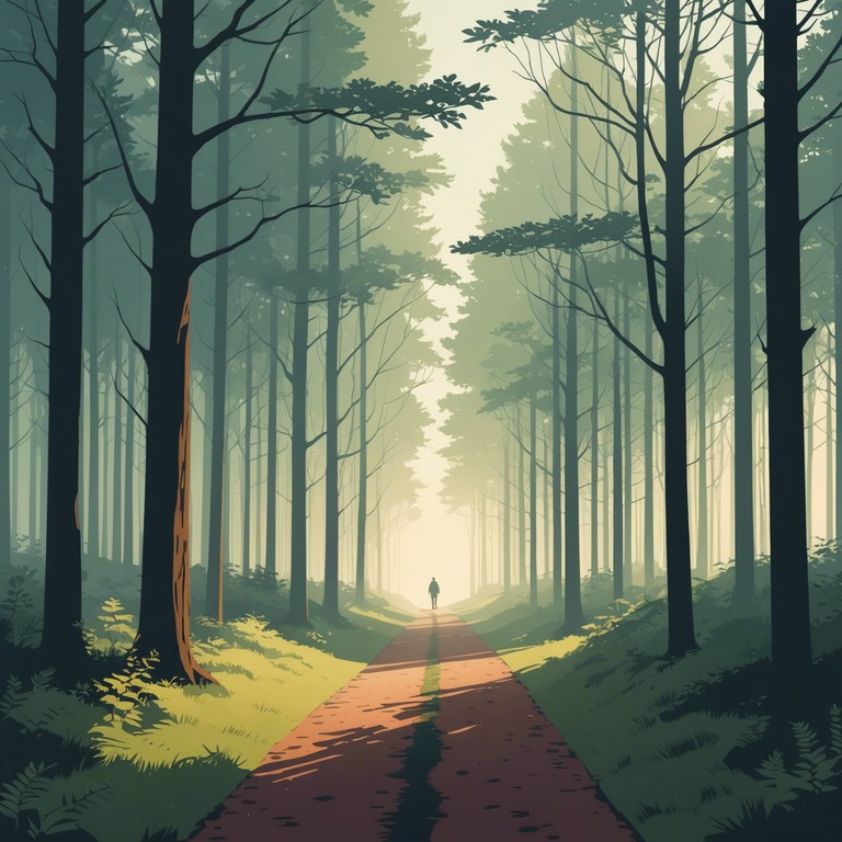 This instrumental piece features the soft, melodious strumming of an acoustic guitar, intended to invoke images of a lone troubadour wandering through ancient, whispered woods. The composition emphasizes a delicate interplay of simplicity and depth, aiming to transport listeners to a place of contemplative solitude.