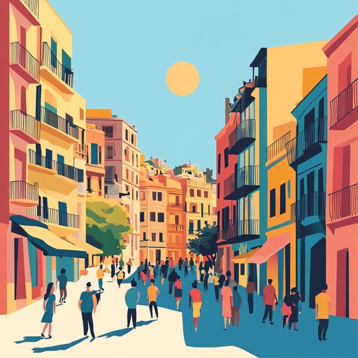 A lively and energetic instrumental track that blends catchy pop melodies with driving rock rhythms, capturing the excitement and vibrancy of exploring a sunlit city on a bright, beautiful day.