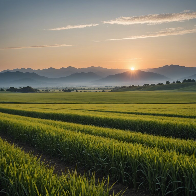 Imagine a scenic sunrise stretching over the expansive american plains, an evocative melody played by a soulful harmonica that captures the essence of freedom and exploration. The music builds as the sun climbs, blending traditional americana with modern audacity, delivering a powerful, heart stirring experience.