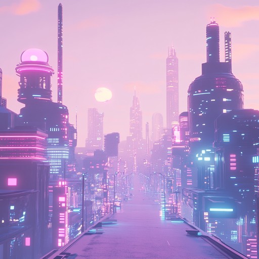 Immerse in a laid back synthwave journey with gentle, hypnotic melodies and atmospheric sounds creating a relaxing cyberpunk aesthetic, perfect for unwinding in a high tech urban environment.