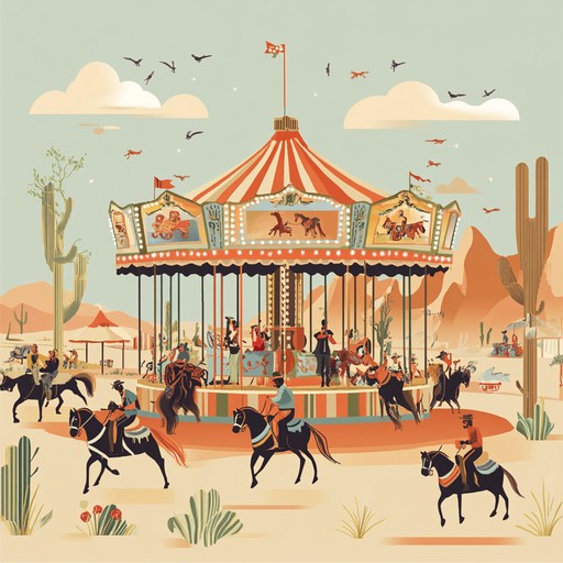 Echoing the energy of a wild west funfair, this instrumental track captures the joy and excitement of cowboy festivities. With lively banjo tunes and an upbeat tempo, it evokes images of carnival games and joyful gatherings under the open sky.