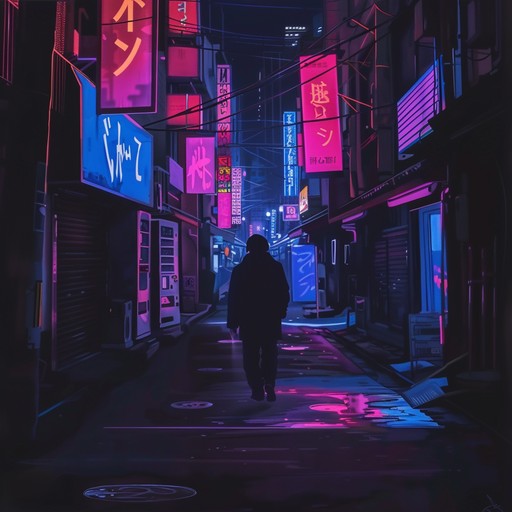 Picture walking through a futuristic city alone at night, neon lights casting long shadows, as melancholic synths echo in the background, reflecting feelings of isolation and longing.