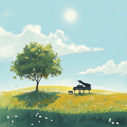 Imagine a blissful summer afternoon with gentle breezes and warm sunlight, captured through tranquil piano melodies that evoke a sense of peace and relaxation. Tender notes blend seamlessly with soft harmonies, creating a soothing atmosphere perfect for unwinding or introspection.