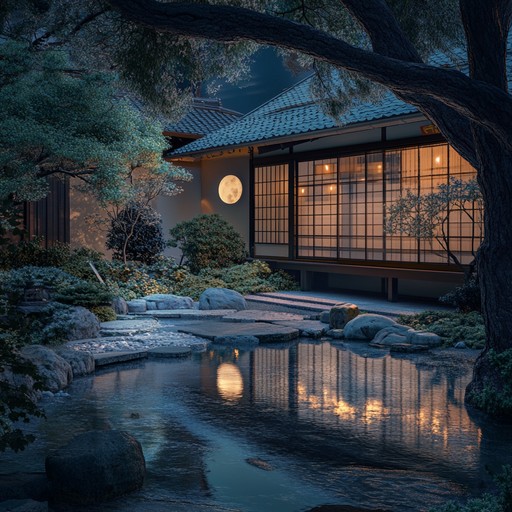 An engaging instrumental piece combining ambient electronic sounds with the haunting melodies of the shakuhachi, capturing the essence of a quiet night in kyoto.