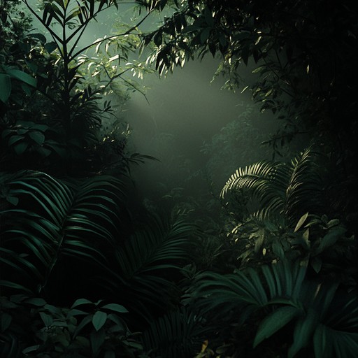 An instrumental track featuring suspenseful reggaeton beats infused with mysterious tropical undertones. The music transports listeners to a dense jungle at midnight, where every beat hints at unseen movements and hidden dangers among the shadows. The rhythms blend traditional reggaeton vibes with eerie ambiances, creating a gripping auditory experience.