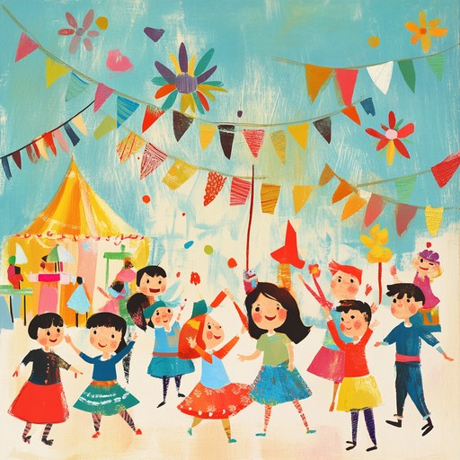 A vibrant and energetic instrumental that captures the essence of a playful children's parade filled with laughter, dancing, and celebrations. Featuring upbeat rhythms and whimsical melodies, perfect for creating a festive atmosphere.