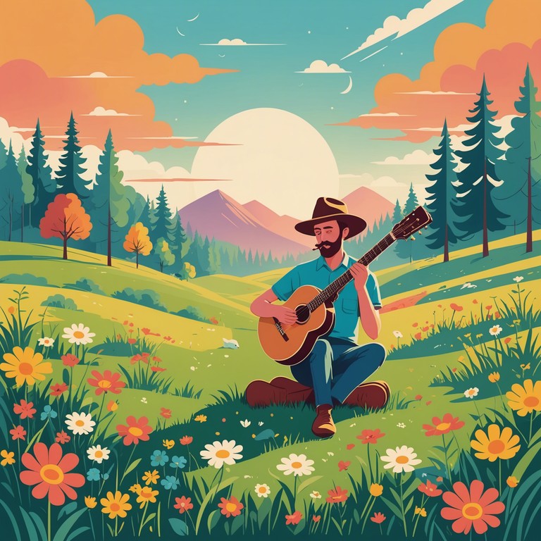 Imagine a musical journey that begins with the first rays of the sun, stirring the countryside into a lively daybreak. The banjo carries the melody as surrounding sounds contribute to a full, cheerful harmony.