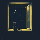 soft melodies inspire children's quiet contemplation of night sky.