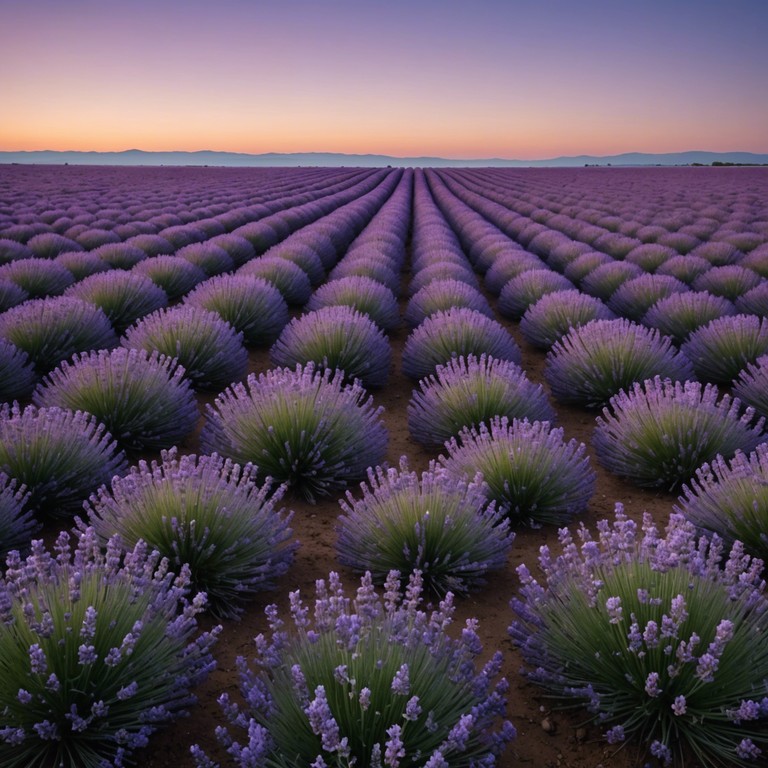 Craft a tranquil and serene musical piece designed to mimic the soothing environment of a lavender field at sunset. The music should incorporate soft, melodious sounds that evoke a sense of peace and relaxation, ideal for lulling a child into a deep, restful sleep.