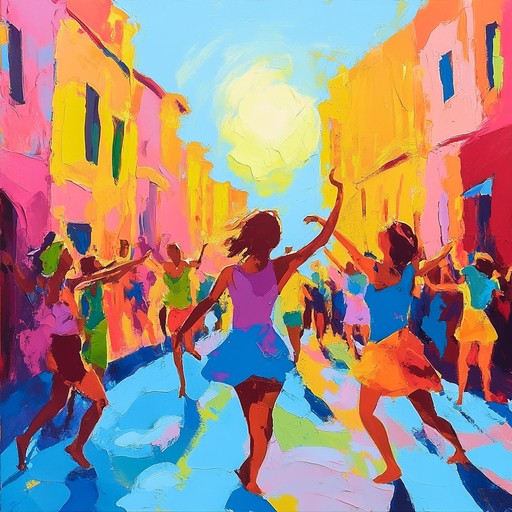 Picture a bustling street corner where people of all ages and backgrounds come together, dancing and swaying to the infectious groove of a soulful tune. The bass guitar leads, supported by rhythmic percussions and bright brass sections, making this the ultimate summer jam.