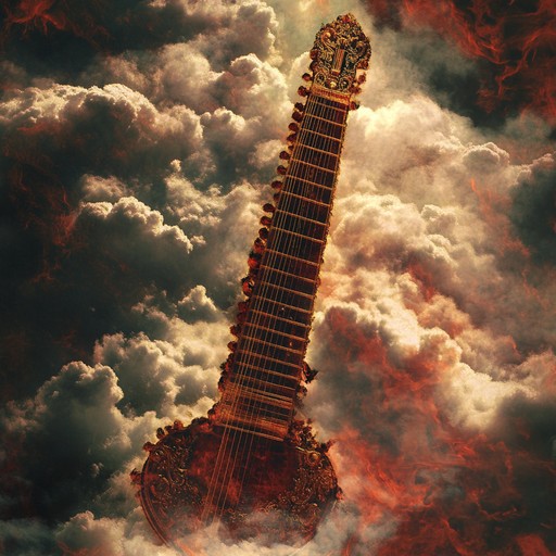 Combining the intricate scales of indian raga with the powerful momentum of rock, this track evokes an intense feeling of anxiety. The electric sitar weaves through distorted guitars and rhythmic percussion, creating a sense of unrest and inner conflict.