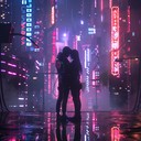 synth melodies entwine amidst neon lit cyber cityscapes.