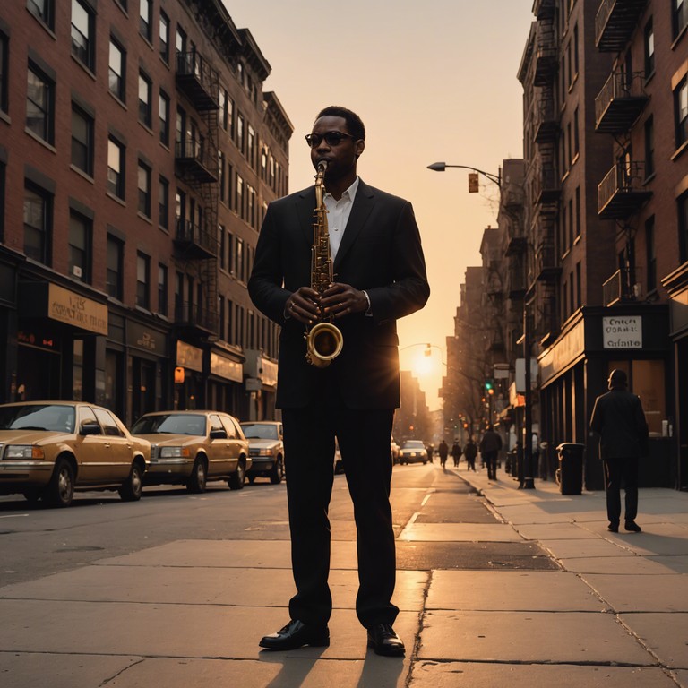 Harmoniously bridging the gap between the smooth, nostalgic strings of jazz and the compelling beats of house music, this track celebrates the essence of harlem's vibrant nights through sound. Set against a backdrop of a setting sun over classic brownstones, the melody captures the spirit of an era while embracing modern rhythms