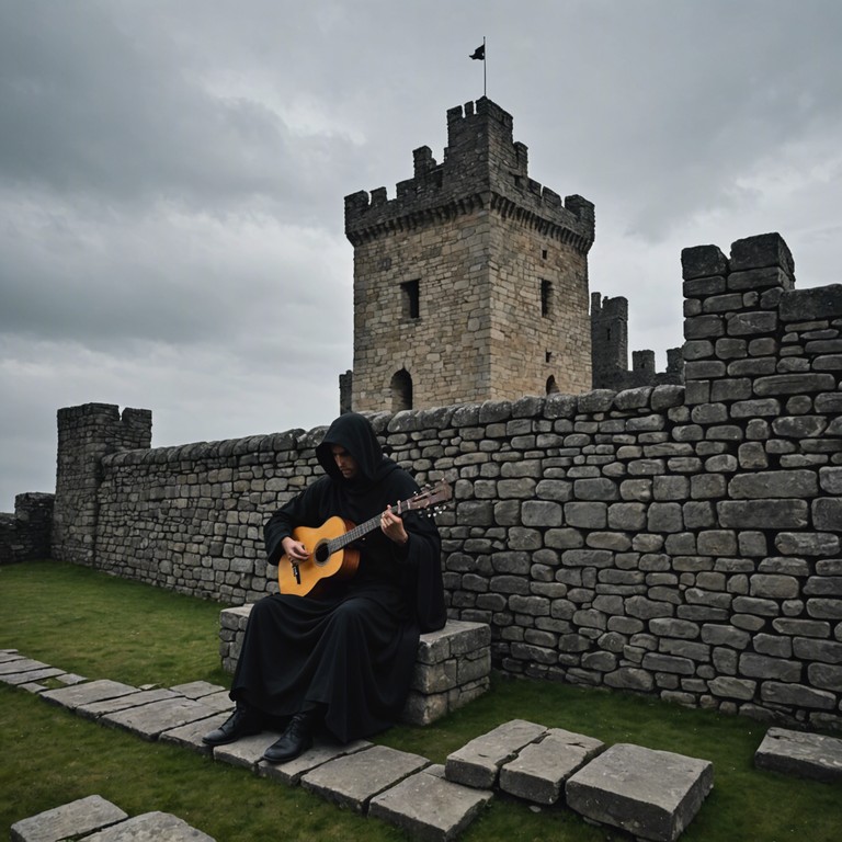 An acoustic journey through time, where each strum of the lute brings forth the spirits of a once bustling castle, now silent yet vibrant with the echoes of old legends and spectral whispers.