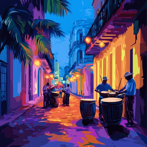 An enchanting instrumental piece that weaves together traditional afro cuban rhythms with exotic melodies, creating a vibrant soundscape that transports listeners to the heart of havana's lively streets. The song features intricate percussion patterns, syncopated beats, and melodic lines that evoke the warmth and energy of the caribbean.