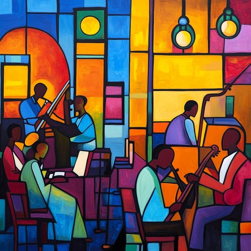 As the city wakes, the jazz club serves as a beacon of happiness, where the melodies of swing jazz played on a saxophone symbolize new beginnings and the cheerful spirit of a new day.