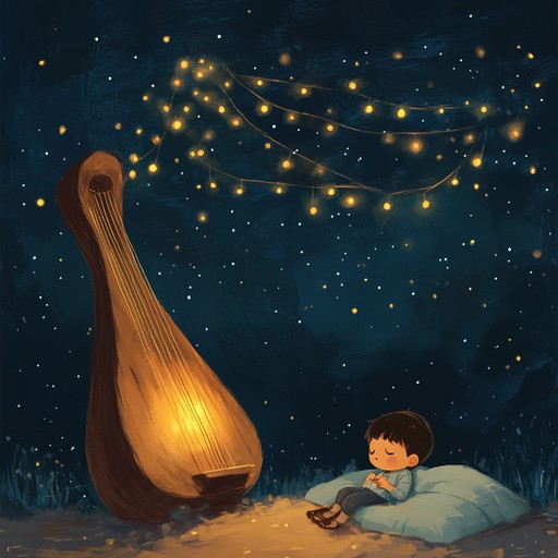 An instrumental lullaby blending ancient greek lyre with modern ambient sounds, creating a timeless and soothing piece perfect for children's bedtime