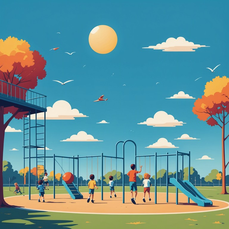 A delightful composition designed to captivate and stimulate the youthful mind with playful and adventurous melodies. This song uses cheerful chord progressions and rhythmic variations to evoke scenes of joyous playground antics among children. The musical arrangement aims to foster imagination and enhance the atmosphere of childlike wonder.