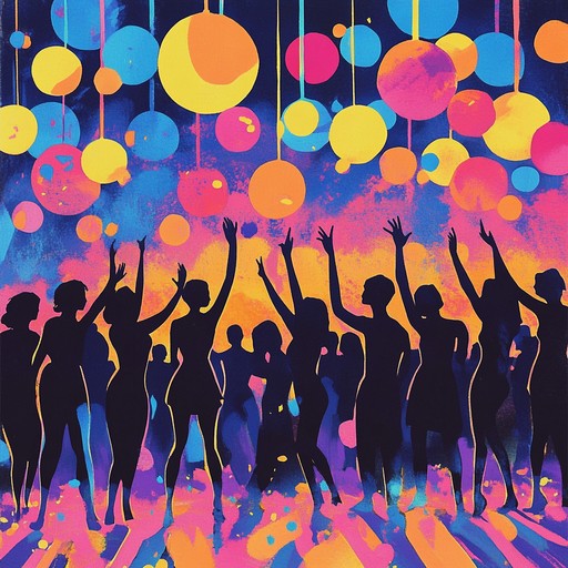 An instrumental track that fuses funky rhythms with disco beats, featuring a groovy bassline, rhythmic guitar riffs, and vibrant synth melodies, capturing the essence of a lively 1970s dance floor.