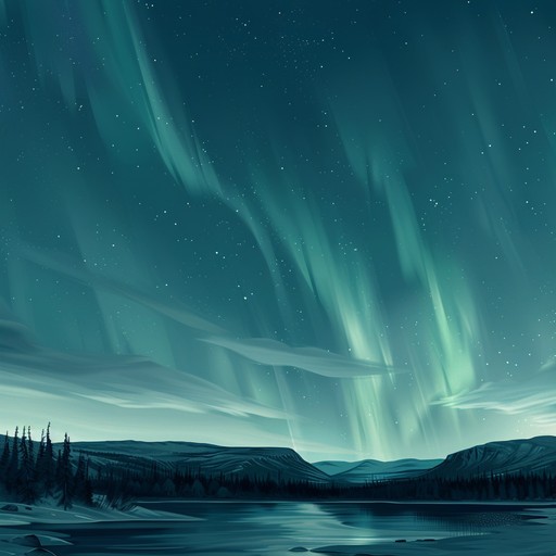 Visualize lying beneath the ethereal spectacle of northern lights, with delicate harmonies providing a tranquil and relaxing background. The music flows seamlessly, creating a calm ambiance that induces a serene state of mind.