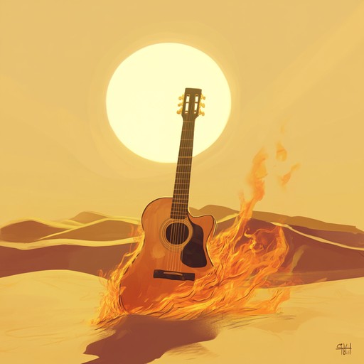 Dive into a dynamic instrumental blues rock piece featuring intense guitar solos and driving rhythms, capturing the essence of a sun soaked, arid desert. The fiery energy and pulsating beats provide an exhilarating auditory adventure.