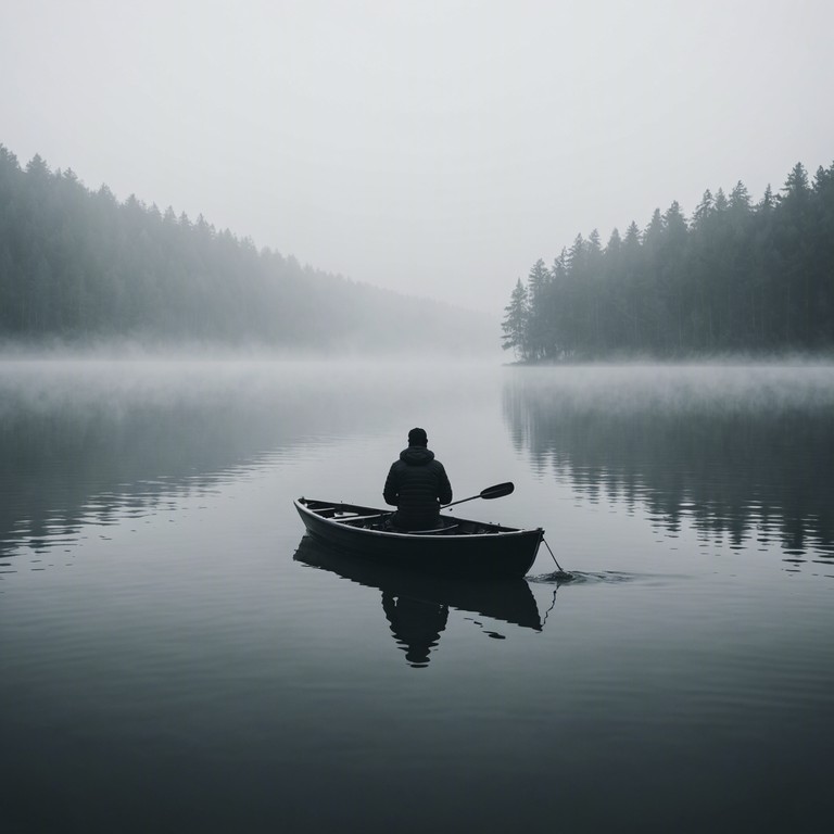 Echoes through the mist delves deeper into the emotional landscape of a solitary figure by a lakeside, enveloped by the engulfing mist of early dawn. The music centers around the delicate interplay of violin solos and subtle orchestral backing to emphasize a narrative of personal reflection and the passage of time.