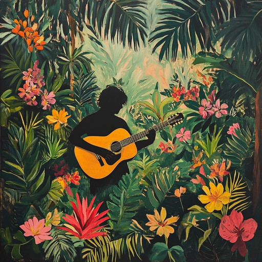 Immerse in the relaxing sounds of bossa nova inspired by the tropical rainforest, with melodies crafted to transport listeners to an exotic paradise. The gentle sway of the guitar, accompanied by soothing percussion, creates a tranquil and captivating atmosphere, perfect for unwinding.