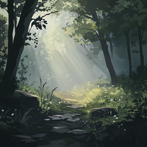 This piece captures the serene and subtle sounds of a secluded forest. The soundscape includes gentle breezes passing through the trees, the rustling of leaves, and the intermittent calls of distant birds, evoking a sense of peace and deep connection with nature.