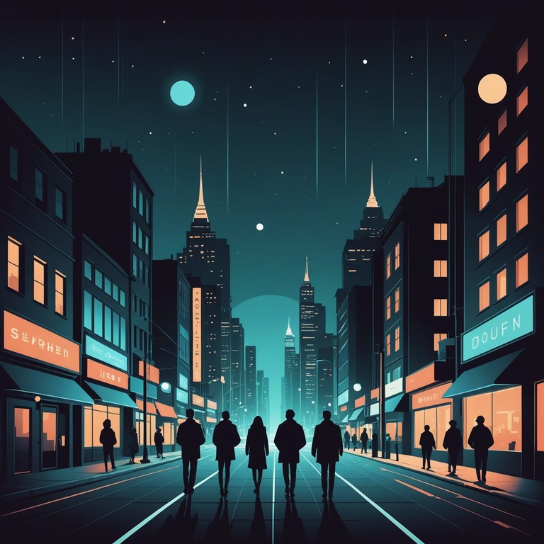 Imagine the heart of the city during twilight, transitioning into night with streets bathed in neon. The song features deep tones that pulse in rhythm with the heartbeat of the city, inviting listeners into a mesmerizing, modern sonic experience.