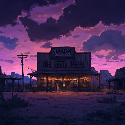 The wind whistles through desolate streets as haunting melodies evoke the spirits of bygone cowboys. This track blends eerie soundscapes with the nostalgic flair of the wild west