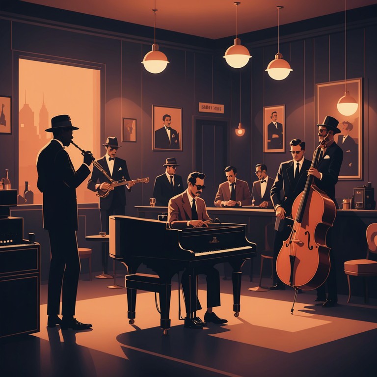 This track blends the mysterious allure of noir with the upbeat tempos of traditional swing. It features a haunting saxophone that weaves through a backdrop of subtle percussion and stand up bass, creating a soundscape perfect for a foggy, lamplit evening.